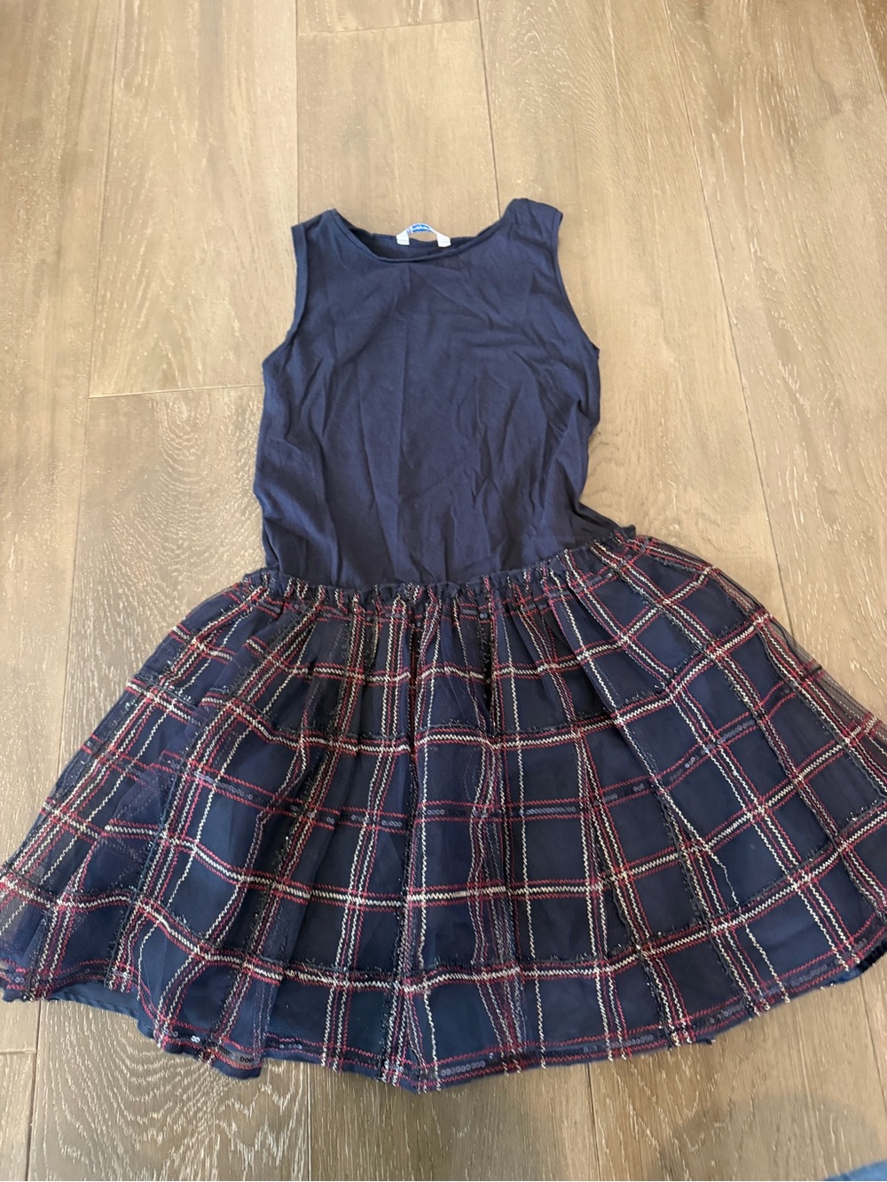 Mayoral Girls Navy Plaid Tank Dress